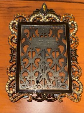Vintage Italian TIZO Enameled Metal Austrian Crystal Rhinestones Frame 3 x  5